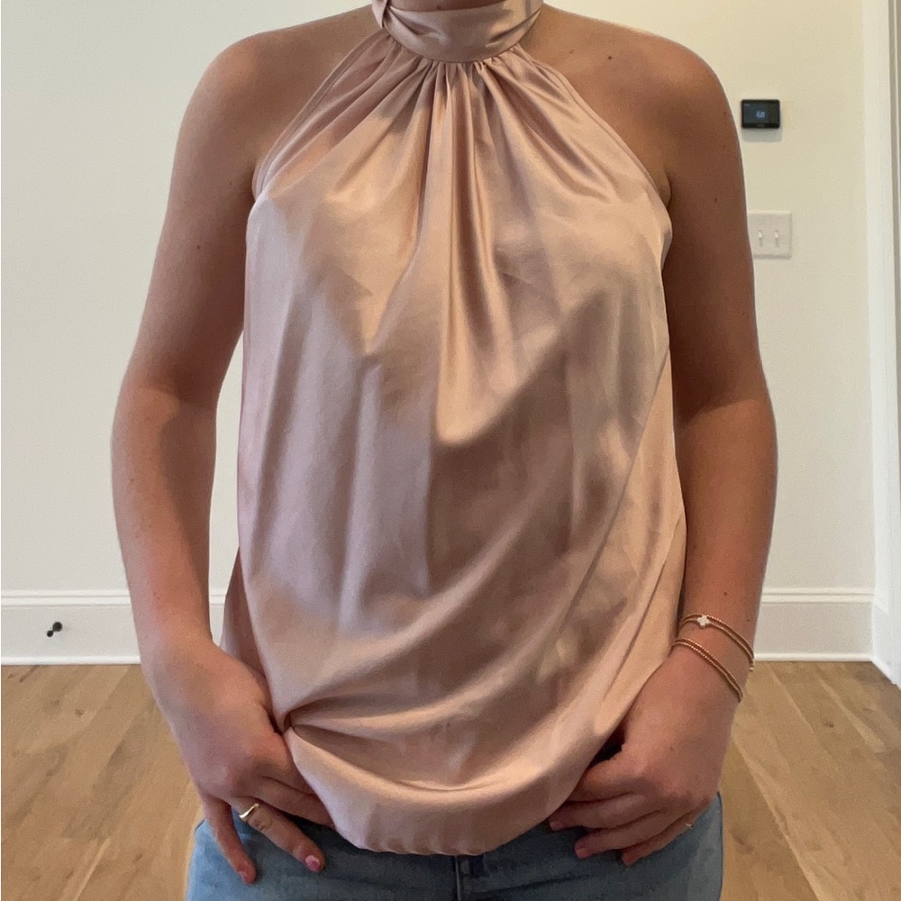 Thrifted Satin Halter Tie Neck Top